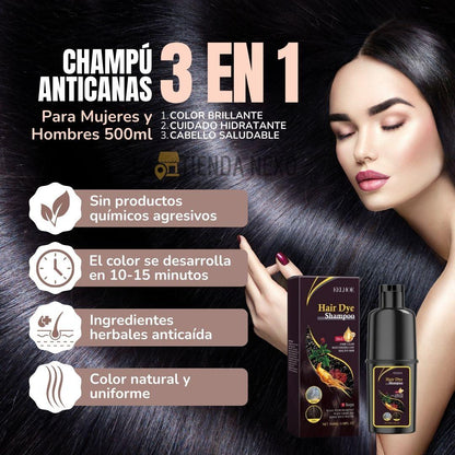 Champú Anticanas 3 en 1 para Mujeres e Hombres - Negro